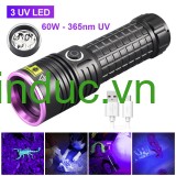 Đèn pin sạc cầm tay tia cực tím (UV) cao cấp Terino D3000-UV  (365nm, 60W)- Hàng chính hãng