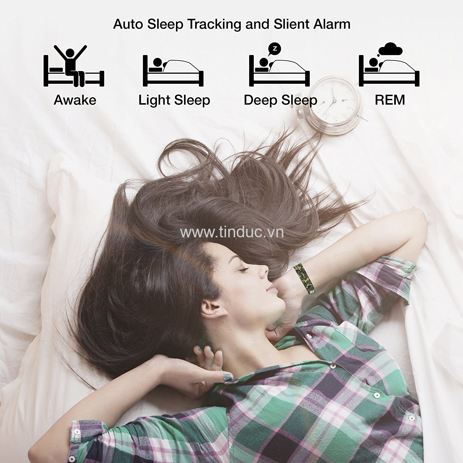 Đồng hồ đeo theo dõi sức khỏe cao cấp Q-Band Q-68HR New - Dây xanh ngụy trang (Sản xuất tại TAIWAN)